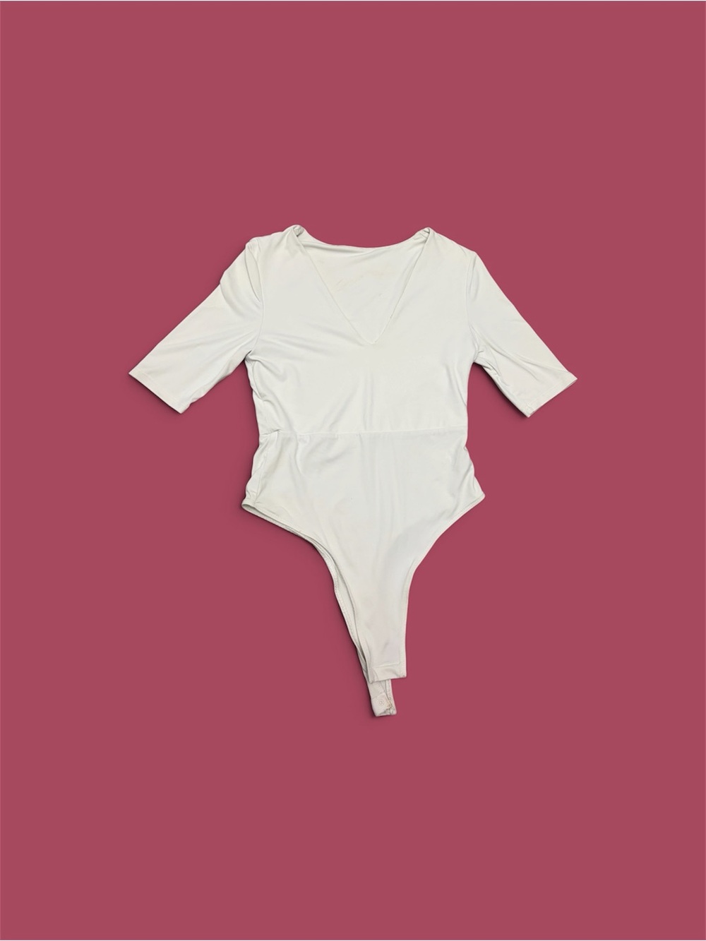 Women's White V-Neck Stretch Bodysuit